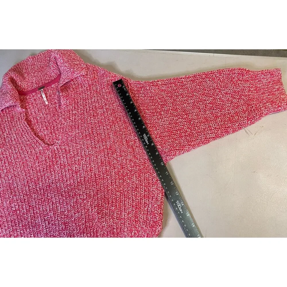 Free People Sweater Womens Medium Love This City Pink Casual Oversized Boho Knit